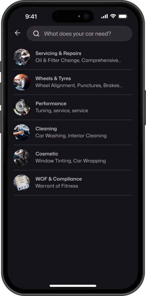 The range of services available on Motorfy