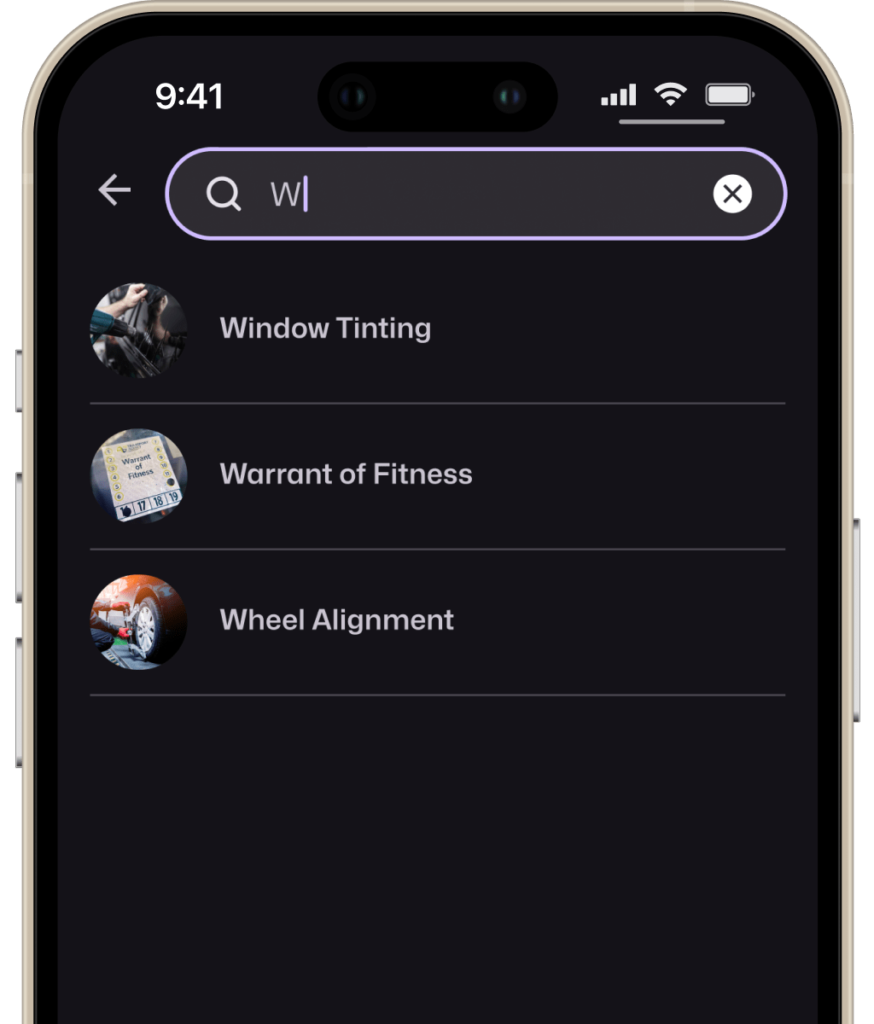 A driver describing the work they need in the Motorfy app
