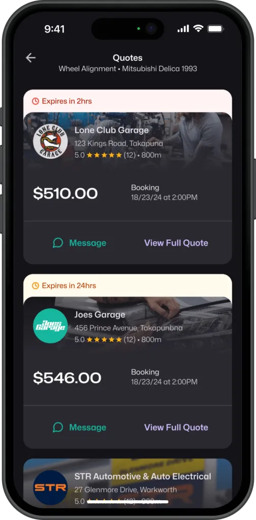 Comparing quotes side by side